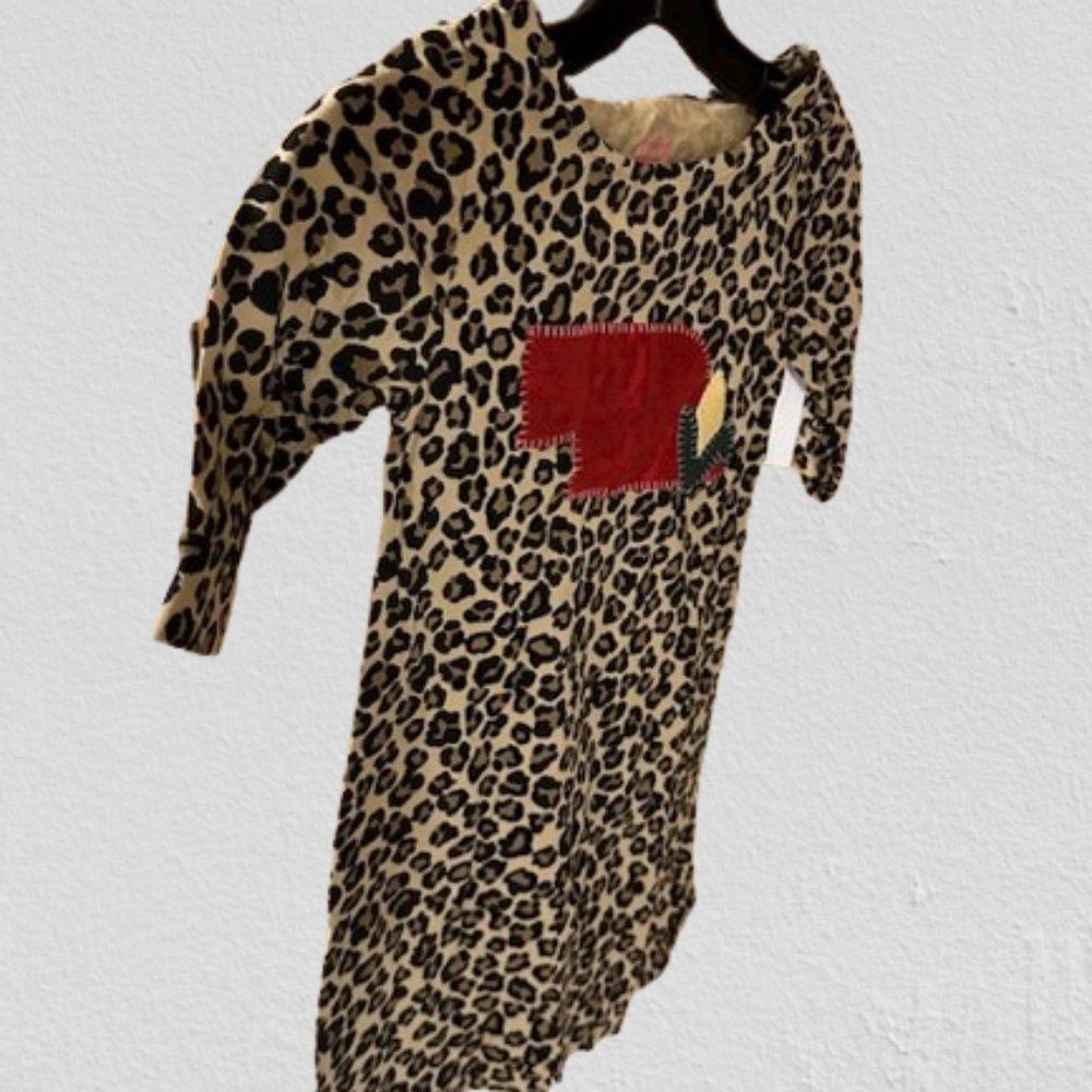 Cheetah Dress w/ Red Shiny Nebraska with Corn Dress 1288 7-8 years NWT